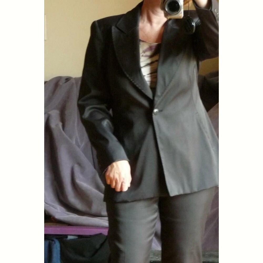 Gruppo Americano Black Tuxedo Blazer jacket shiny stretch cotton blend USA 10 M